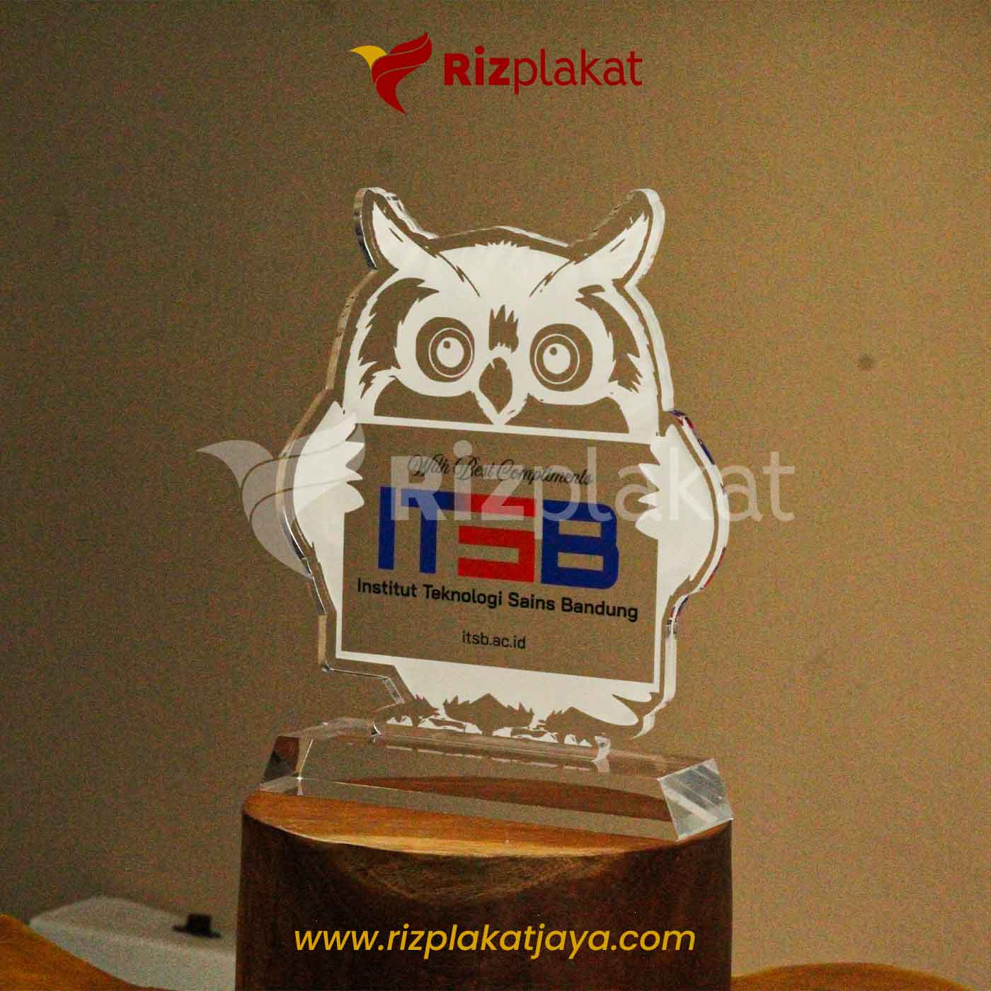 Plakat Penghargaan Akrilik Custom Maskot Institusi