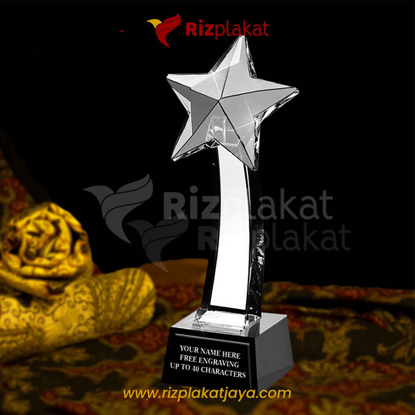 Plakat Penghargaan Kristal Eksklusif Bentuk Bintang Premium