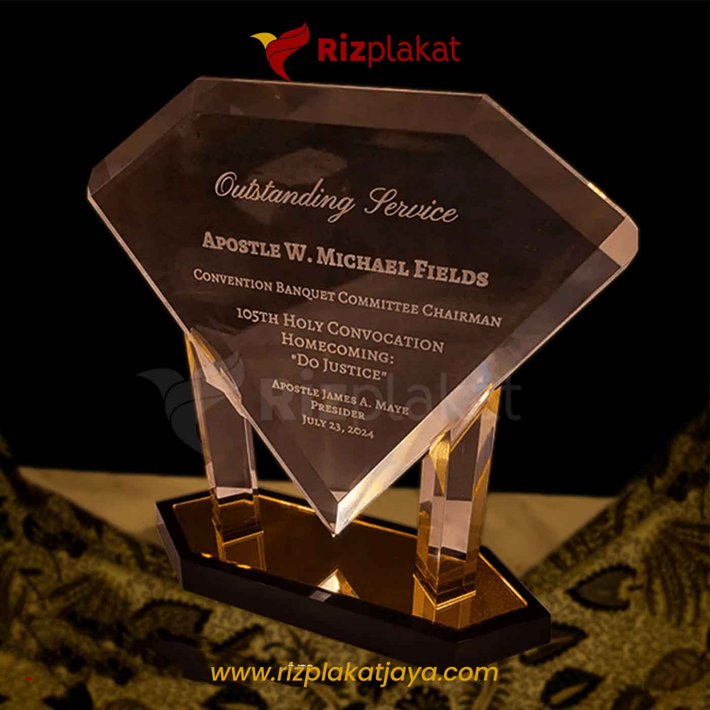 Plakat Penghargaan Kristal Diamond Eksklusif Elegan